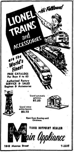 Wisconsin State Journal toy ads: 1950s